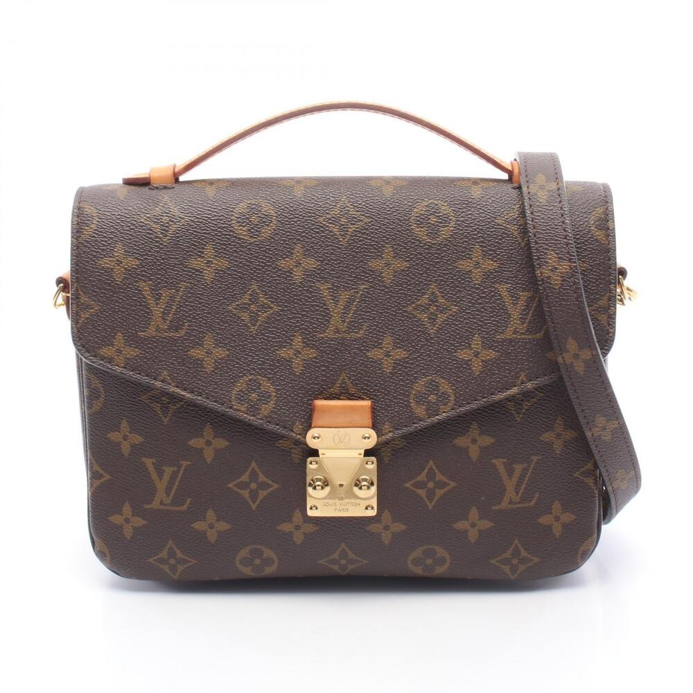 Louis Vuitton Pochette Metis Monogram Handbag Canvas Leather Brown
